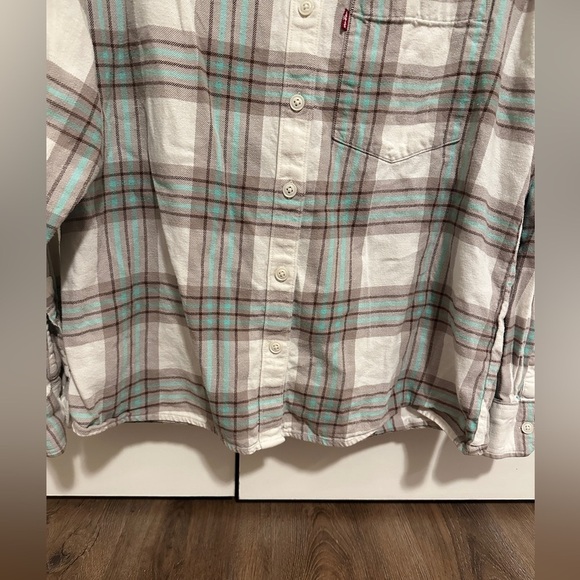 Levi’s Davy Plaid Flannel Button Down Long Sleeve Shirt Size Small Women’s - Picture 7 of 12